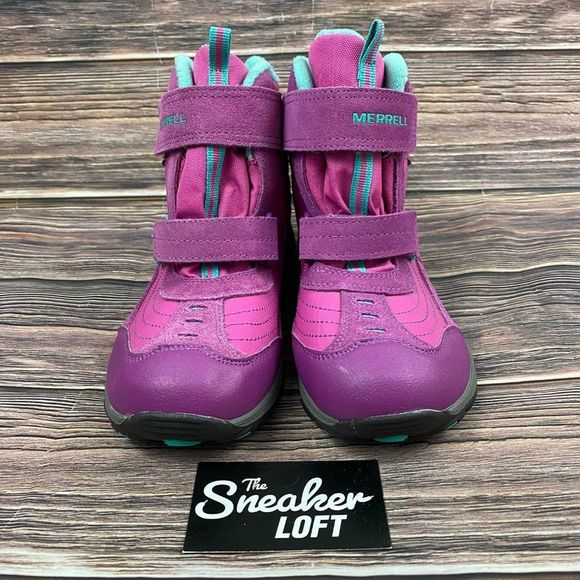 Merrell Moab Polar Mid Purple Waterproof Winter Boots Youth 7 - Picture 2 of 8